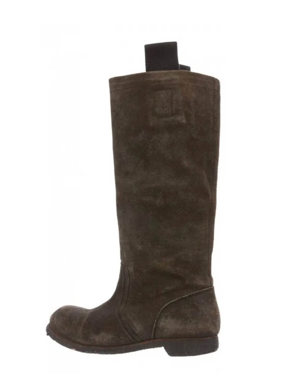 Rick Owens Tall Suede Pull-On Boot in Dark Brown